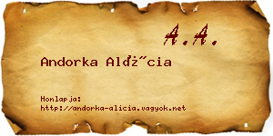 Andorka Alícia névjegykártya